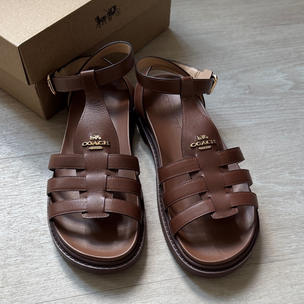Coach Dark Brown Leather Sandals